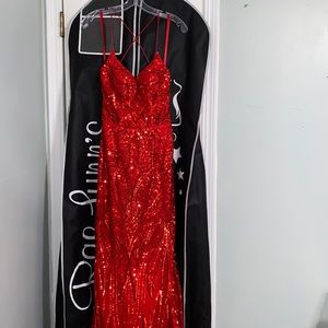 Red sequence prom dress. size 6